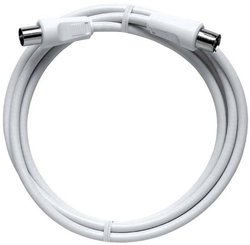 Kabel Anteny, Axing BAK 150-90 BAK 150-90, [1x złącze męskie antenowe 75 Ω - 1x złącze żeńskie antenowe 75 Ω], 85 dB, 1.50 m, biały