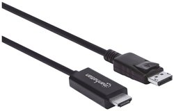 Przejściówka DisplayPort, HDMI Manhattan 4K@60Hz DisplayPort auf HDMI-Kabel Stecker/Stecker 3 m schwarz 153218, 3.00 m