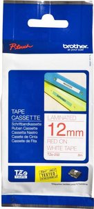 Taśma do nadruku  Brother TZe TZe-232  Kolor taśmy: biały Kolor nadruku:czerwony 12 mm 8 m