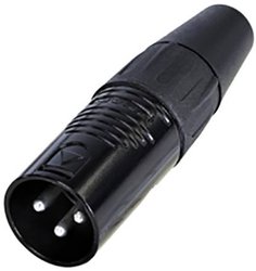 3-biegunowe złącze kablowe, obudowa chromowana na czarno, styki posrebrzane Złącze męskie XLR Rean AV RC3M-BAG RC3M-BAG, złącze męskie proste, 1 szt.