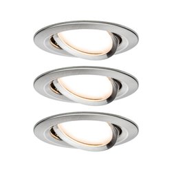 Oprawa wpuszczana LED 3-Step-Dim Nova Coin podstawowy zestaw obracany wokół 84 mm 50° Coin 3x6W 3x460lm 230V 2700K szczotkowane żelazko Lampa do zabudowy Paulmann Nova 93483 Zestaw 3-elementowy 6 W 470 lm