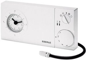 Termostat zegarowy elektroniczny Eberle Easy 3FT, zakres regulacji 10 - 50°C, biały Termostat pokojowy Eberle Easy 3FT, zakres regulacji 10 - 50 °C
