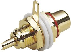 Złącze męskie RCA/Cinch BKL Electronic 0101142, złocony, złącze żeńskie do wbudowania, 1 szt.