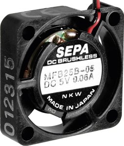 Wentylator osiowy SEPA MFB25B12, 12 V/DC, 23 l/min, (D x S x W) 25 x 25 x 6.5 mm