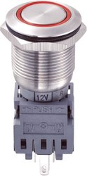 Przełącznik wciskany, wandaloodporny zatrzask TRU COMPONENTS LAS1-BGQ-11ZE/R/12V, 1 x wył/wł, IP67, 1 szt.