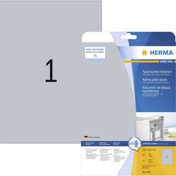 Herma 4224 Etykiety do szyldów opisowych 210 x 297 mm Folia poliestrowa srebrny 25 szt. Trwały Drukarka Laserowa, Kopiarka, Drukarka etykiet