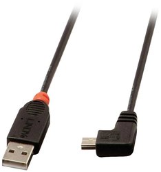 Kabel USB LINDY LINDY USB 2.0 Kabel Typ A/Mini-B 90 gewi, USB 2.0, Złącze męskie USB-A, Złącze męskie USB Mini-B, 2.00 m