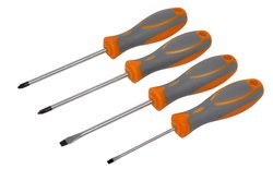 Zestaw wkrętaków z miękkim uchwytem, 2x płaski 5x75 i 6x100 mm, 2x PH 1x100 i 2x100 mm Zestaw wkrętaków AVIT AV05011 AV05011