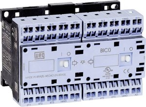Kompaktowe zestawienie styczników rewersyjnych CWCI w technologii zaciskowej bez użycia śrub Przekaźnik odwracający WEG CWCI09-01-30C03S 12682092, 6 styków, 24 V/DC, 9 A, 1 szt.