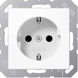 Jung ABA1520WW Gniazdko zasilania 16A 250V antybakteryjna biel alpejska Gniazdo elektryczne Jung ABA1520WW śnieżnobiały