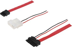 Kabel do dysku twardego SATA Digitus AK-400114-005-R, [1x złącze żeńskie SATA 7-pin - 1x złącze żeńskie Slimline SATA (7+6-pin)], 0.50 m, czerwony
