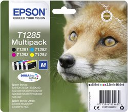 Zestaw combo wkładów atramentowych Epson T1285 czarny, błękitny, magenta, żółty C13T12854012 Epson atrament T1285 tusz oryginalny Combi-Pack Czarny, Cyjan, Magenta, Żółty C13T12854012