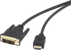 Przejściówka DVI, HDMI Renkforce RF-4212216, pozłacane styki, ze złączem śrubowym, 1.80 m