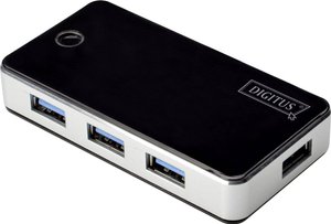 Hub USB 3.2 Gen 1 (USB 3.0) Digitus DA-70231 4 Porty  czarny, srebrny