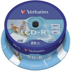 Verbatim CD-R 700MB 52x wrzeciono do druku 25 mm CD-R Verbatim 43439 25 szt.