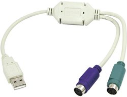 kabel USB 1.1 LogiLink AU0004A, [1x złącze męskie USB-A 1.1 - 2x złącze żeńskie PS/2], 15.00 cm, szary