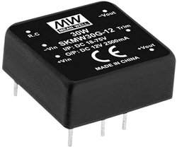 Seria modułów przetwornic MEANWELLL DC/DC SKMW30 DIP 1''x1''' Obudowa Pojedyncze wyjście Stosunek napięcia wejściowego: 4:1 Moc: 30W regulowana Przetwornica DC/DC Mean Well SKMW30G-05 SKMW30G-05, 30 W, 6 A, 1 szt.