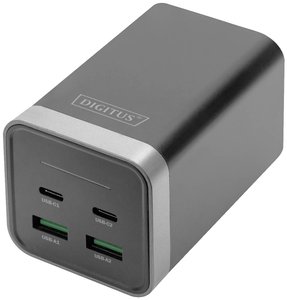 Digitus 4-Port GaN Ładowarka USB 150 W dom, gniazdo Maksymalne natężenie wyjściowe 3000 mA Ilość wyjść: 4 x USB-A, USB-C