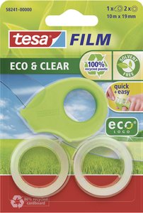 tesafilm® mini dyspenser taśmy klejącej ecoLogo - ergonomiczny kształt, można przymocować do palca Taśma samoprzylepna tesa ecoLogo® 58241-00000-01  (D x S) 10 m x 19 mm 10 m 1 szt.