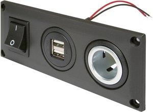 Gniazdo do zabudowy z podwójnym gniazdem USB-a + 1 gniazdem zasilania ProCar 67326010 Obciążalność prądu maks.: 20 A 12 V, 24 V
