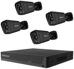 Foscam FN9108E-B4-2T 8-kanałowy zestaw do monitoringu 3K 5 MP PoE (czarny) z 4 kamerami monitorującymi Foscam  FN9108E-B4-2T black LAN IP-Zestaw monitorujący 8-kanałowy z 4 kamerami 3840 x 2160 px
