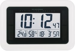 KW9101 Solarny, Sterowany radiowo Zegar ścienny 280 mm x 190 mm x 23 mm biały