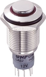 Przycisk wandaloodporny chwilowy TRU COMPONENTS LAS2GQH-22E/R/12V/N/P, 2 x wł/(wł), 1 szt.