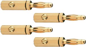 Złącze męskie głośnikowe Banana Pin-B3 Oehlbach 3009, złącze męskie proste, Ilość styków: 3, złoty, 4 szt.