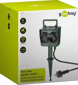 Gniazdo ogrodowe poczwórne Goobay IP44 zielone