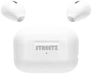 Słuchawki douszne True Wireless Bluetooth® z funkcją zestawu głośnomówiącego i etui ładującym Zestaw słuchawkowy In Ear STREETZ TWS-114 TWS-114 Stereo biały