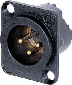 Gniazdo XLR z kołnierzem Neutrik NC3MD-LX-B, 3-pin, 16 A, czarne
