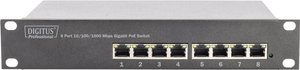 8-portowy przełącznik Gigabit Ethernet PoE switch Digitus 10 cali, 8 x 10/100/1000Mbp16,s RJ45, 96W, wraz z PoE Kąt 10'' Digitus DN-95317 Switch sieciowy 8 Portów 10 / 100 / 1000 MBit/s funkcja PoE