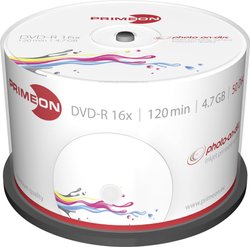 PRIMEON DVD-R 4.7GB 16x Photo-on-Disc Wrzeciono 50 mm DVD-R Primeon 2761206 50 szt.