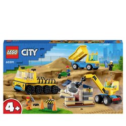 LEGO® CITY 60391 Pojazdy budowlane i dźwig z kulą do wyburzania