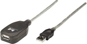 Kabel USB Manhattan, USB 2.0, Złącze męskie USB-A, Złącze żeńskie USB-A, 5.00 m