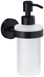 tesa® MOON BLACK Dozownik mydła w kolorze matowej czerni, dozownik z pompką z matowego szkła, 200 ml - bez wiercenia, w tym roztwór kleju - 171 mm x 70 mm x 119 mm Dozownik mydła tesa MOON BLACK 40565-00000-00 200 ml czarny (matowy), szkło gładzone
