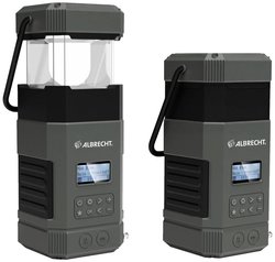 Zewnętrzne radio awaryjne Albrecht DR 114 DAB+ z lampą kempingową, szaro-czarne (FM, SOS, latarka, solar, power bank, radio na korbkę) Radio outdoorowe Albrecht DR 114 DAB+, UKW szary, czarny