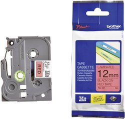 Taśma do nadruku  Brother TZe TZe-431  Kolor taśmy: czerwony Kolor nadruku:czarny 12 mm 8 m