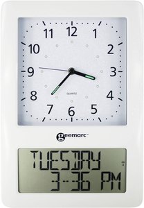 Zegar ścienny Geemarc VISO50_WH_VDE, analogowy, cyfrowy, Sterowany radiowo