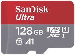 Karta pamięci microSDXC SanDisk microSDXC Ultra 128GB (A1/UHS-I/Cl.10/140MB/s) + Adapter, 128 GB, A1 Application Performance Class, UHS-Class 1