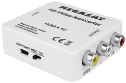 Megasat HD Video Converter (HDMI na AV) - Łatwo konwertuj sygnały HDMI na AV. Niskie zużycie prądu. Konwersja odbywa się w 480i lub 576i. Konwerter HDMI MegaSat 900195, [1x HDMI - 1x RCA/cinch]