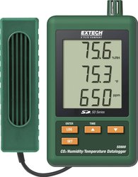 Rejestrator danych pomiarowych Extech SD800, mierzone wielkości: temperatura, CO2, wilgotność