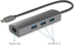Adapter sieciowy/hub Renkforce   1 GBit/s USB-C® 5Gbps, LAN (10/100/1000 MBit/s), USB 3.2 Gen 1 (USB 3.0)