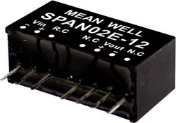 Przetwornice MEANWELL DC/DC Moduły SPAN02 serii SIP/SIL8 Obudowa Pojedyncze wyjście Współczynnik napięcia wejściowego: 2:1 Moc: sterowana 2W Moduł przetwornicy DC/DC Mean Well SPAN02B-15 SPAN02B-15, 2 W, 134 mA, 1 szt.