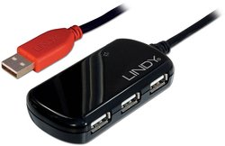 Kabel USB LINDY LINDY USB 2.0 Aktiv-Verlaeng.+Hub 12m, USB 2.0, Złącze męskie USB-A, Złącze żeńskie USB-A, 12.00 m