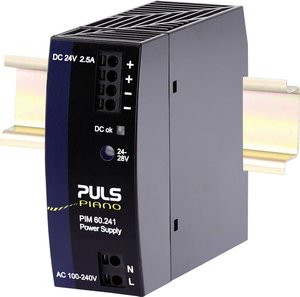 Zasilacz na szynę DIN, AC 100-240V, 24 V, 2,5 a, 60 W. Zasilacz na szynę DIN PULS  PIM60.241  24 V/DC  60 W