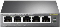 TP-LINK 5-portowy gigabitowy przełącznik PoE z czterema portami PoE TL-SG1005P TP-LINK TL-SG1005P Switch sieciowy  5 Portów  funkcja PoE