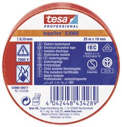 tesaflex® 53988 — taśma izolacyjna z PVC do izolowania i oznaczania kabli, 25 m x 19 mm, czerwona Taśma izolacyjna tesa 53988-00017-00 tesaflex IEC (D x S) 25 m x 19 mm 25 m 1 szt.