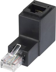RJ45 LAN Przejściówka, adapter CAT 5e wygięty pod kątem 90° do góry [1x złącze męskie RJ45 - 1x złącze żeńskie RJ45] 0.00 m czarny Renkforce