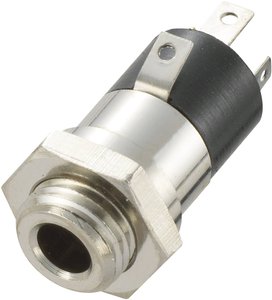 Złącze męskie jack 3,5 mm TRU COMPONENTS 718612, niklowany, złącze żeńskie do wbudowania pionowego, 1 szt.